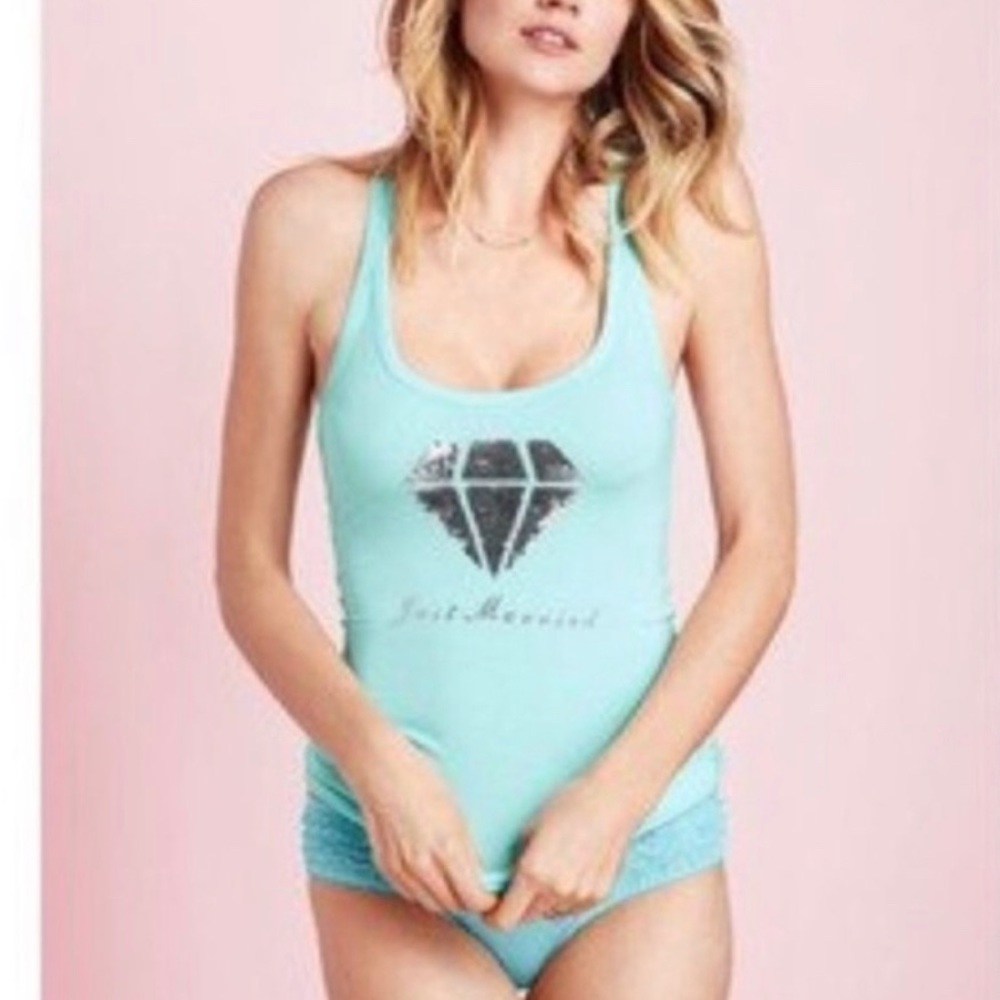 JUST MARRIED blue diamond top Victoria’s Secret